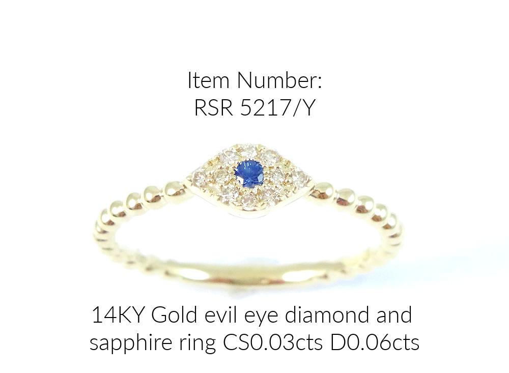 14k Yellow Gold Blue Sapphire and Diamond Evil Eye Ring - Germani's Jewelry