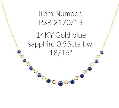 14k. Yellow Gold Blue Sapphire Necklace - Germani\'s Jewelry
